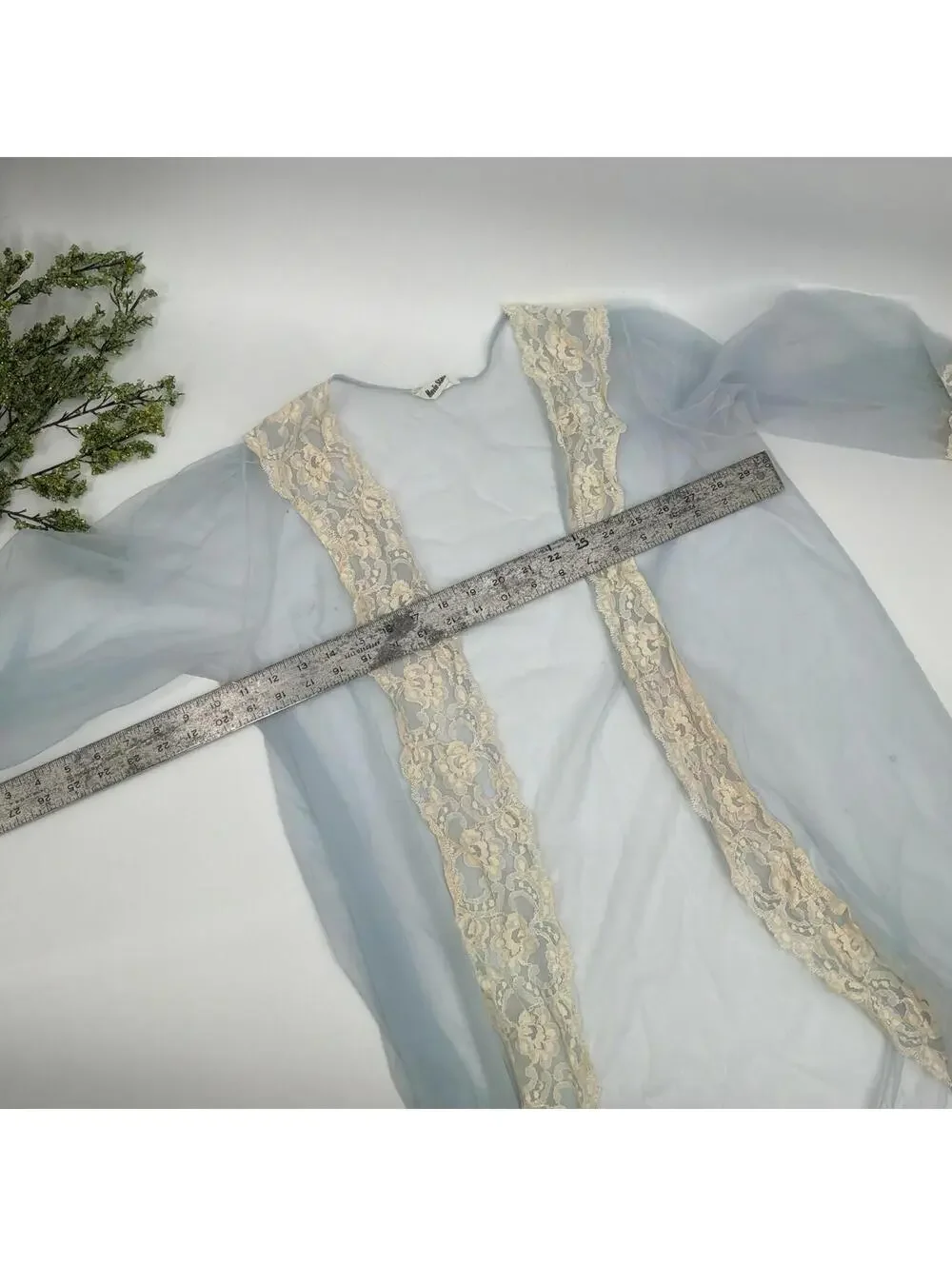 Vintage Blue Chiffon Lace Nightgown Movie Star Size M